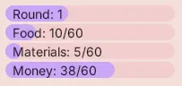 Progress bars showing the round progress and the metrics already collected